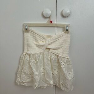 Elegant Cream Knit and Lace Tube Top